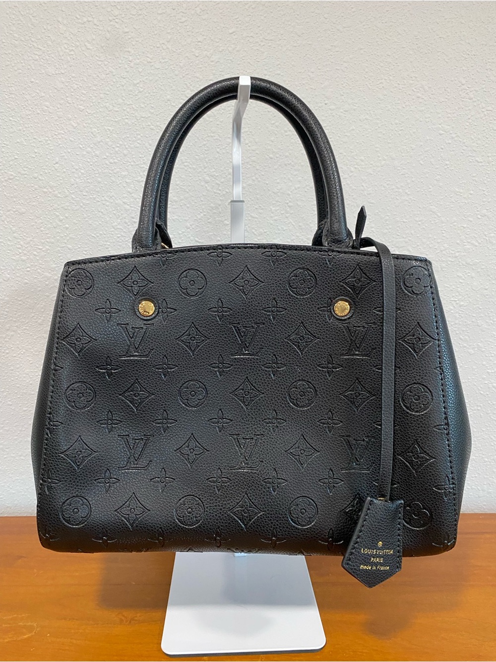 Luxury Embossed Black Leather Satchel